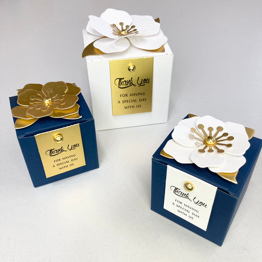 Navy Wedding Favour Boxes With Tag B383